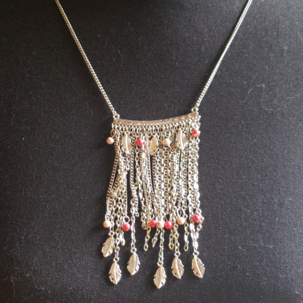 Long silver necklace